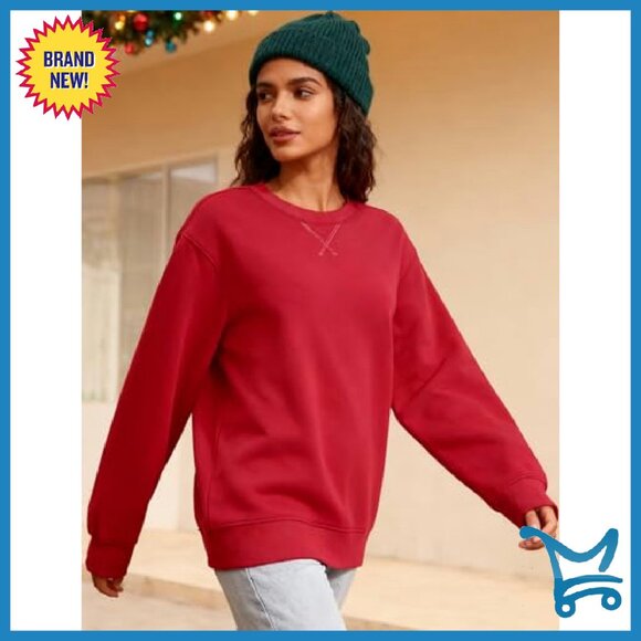 Women's Fleece Lined Sherpa Pullover Sweatshirt Loose Fit Thermal - Picture 4 of 8